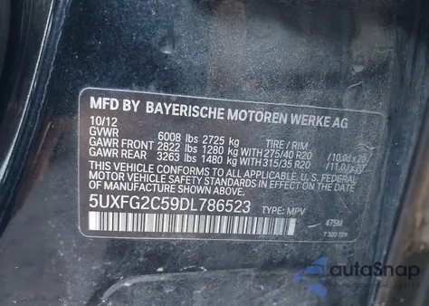 2013 BMW X6 xDrive35I from USA, damaged, VIN 5UXFG2C59DL786523